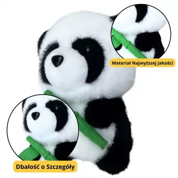 LEAN TOYS Plush Mascot Cuddly Toy Panda With Bamboo 18cm