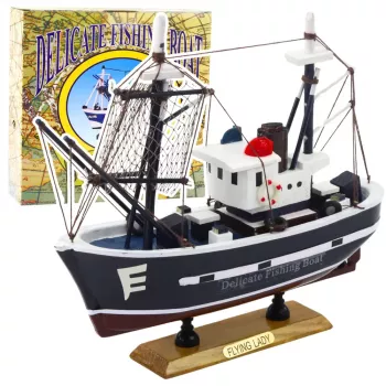 LEAN TOYS Collectible Decorative Model Fishing Boat Flying Lady 24x23cm