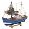 LEAN TOYS Collectible Decorative Model Fishing Boat Ship Blue 30x26cm