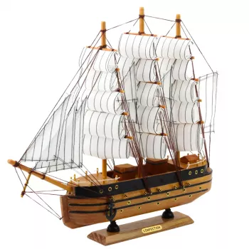 LEAN TOYS Collectible Model Decorative Three-Masted Sailing Ship White 39x36cm