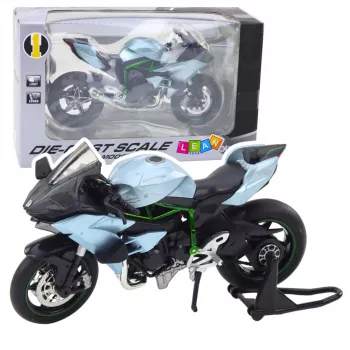 LEAN TOYS Sports Motorcycle Metal Lights Sounds Silver 1:12