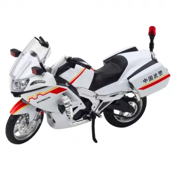 LEAN TOYS Motorcycle Metal Lights Sounds White Red Yellow Lines 1:12