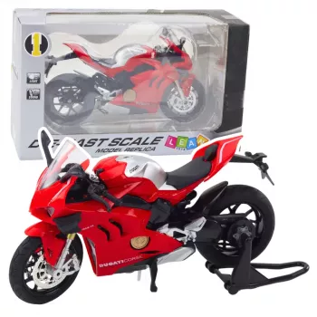 LEAN TOYS Sports Motorcycle Metal Lights Sounds Red 1:12
