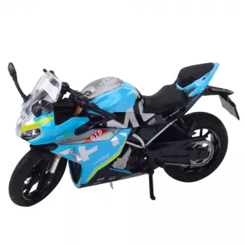 LEAN TOYS Sports Motorcycle Metal Lights Sounds Blue 1:12