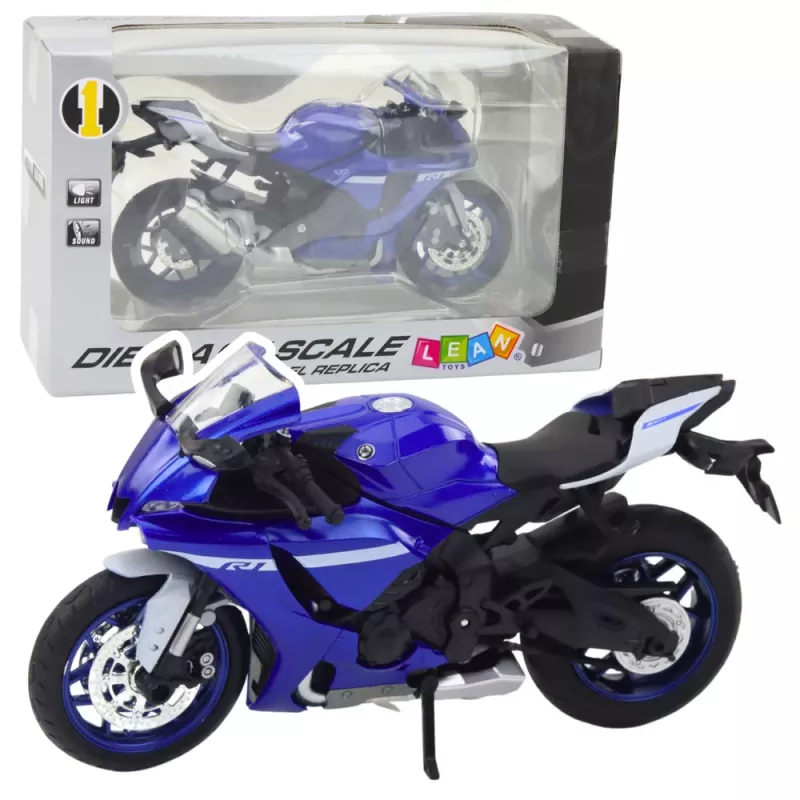 LEAN TOYS Sporta motocikls Metāls Gaismas Skaņas Navy Blue R1 1:12