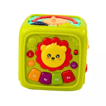 LEAN TOYS Interactive Educational Cube for Toddlers Lion Green