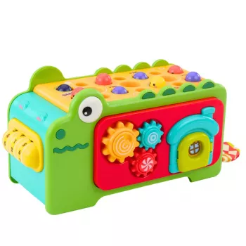 LEAN TOYS Izglītojošais sensoriskais kubs Cimbāles Labirints Krokodils