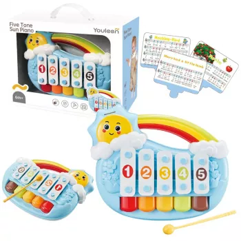 LEAN TOYS Five-Tone Educational Piano for Toddlers Blue Sun