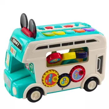 LEAN TOYS Interactive Educational Bus Sorter Lights Sounds Turquoise