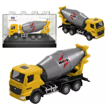 Huina 1:80 Die-Cast Metal Concrete Mixer Truck Collectible Model - Yellow