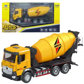 Huina 1:50 Die-Cast Concrete Mixer Truck Construction Vehicle Yellow
