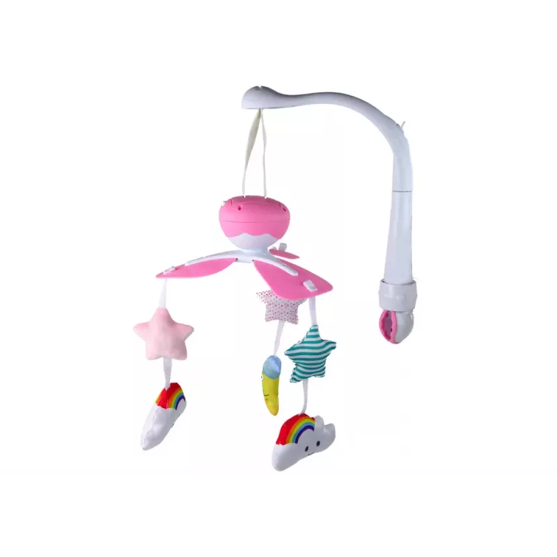 LEAN TOYS Baby Bed Carousel Sky Sound Pink