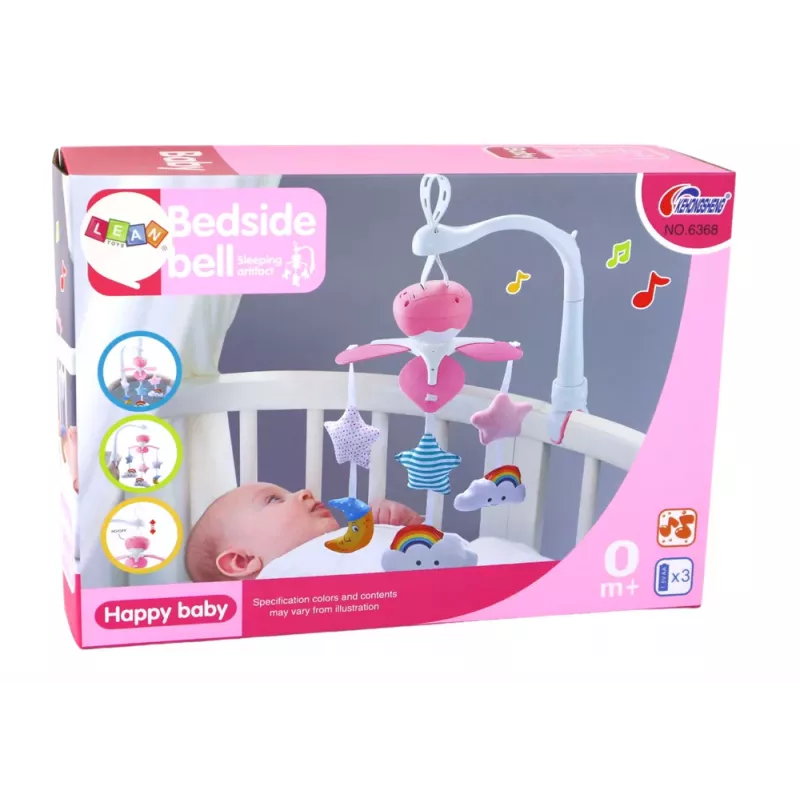 LEAN TOYS Baby Bed Carousel Sky Sound Pink