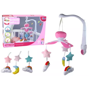 LEAN TOYS Baby Bed Carousel Sky Sound Pink