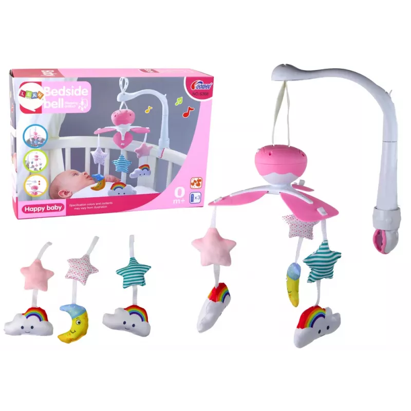 LEAN TOYS Baby Bed Carousel Sky Sound Pink