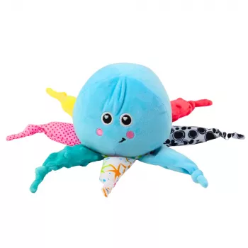 LEAN TOYS Plush Octopus Sleeping Cuddly Toy with Light and Sound, Blue
