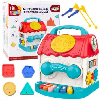 LEAN TOYS Educational House Interactive Cube Rattle Sorter Sounds Colorful