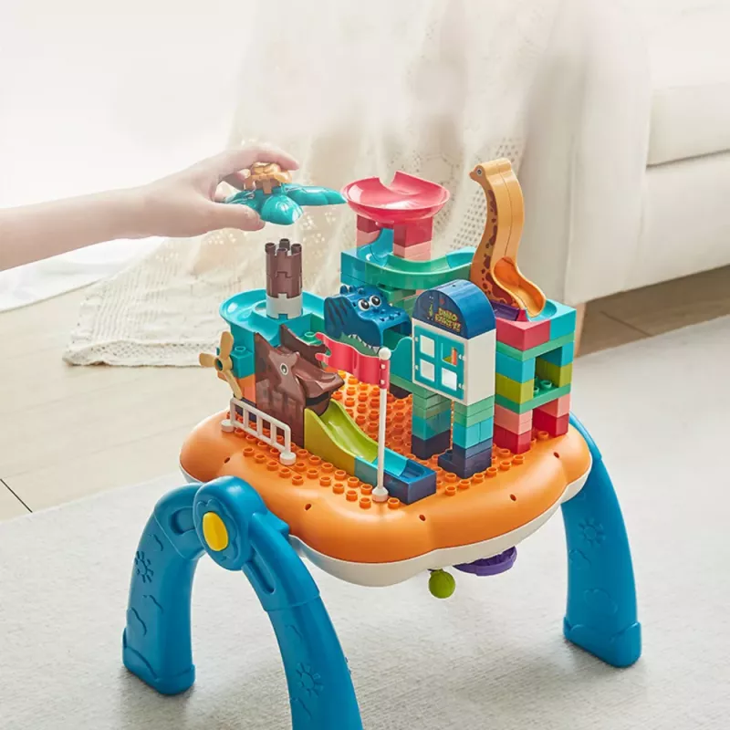 LEAN TOYS Educational Table Interactive Buildable Surface 2in1 Blue