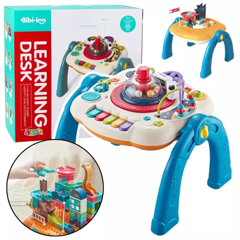 LEAN TOYS Educational Table Interactive Buildable Surface 2in1 Blue
