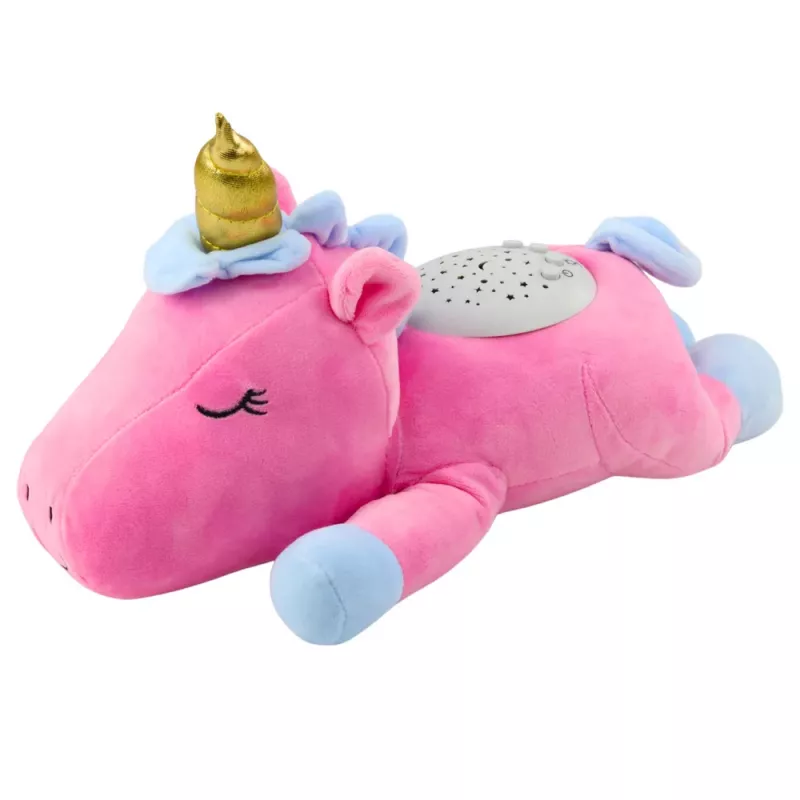 LEAN TOYS Plush Unicorn Sleeping Cuddly Toy Projector Sound Noise Pink
