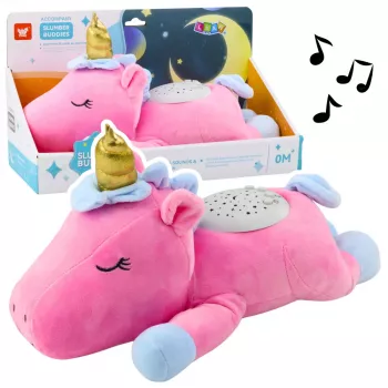 LEAN TOYS Plush Unicorn Sleeping Cuddly Toy Projector Sound Noise Pink