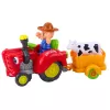 LEAN TOYS Interactive Farmer's Tractor with Trailer, Cow Figure, Lights and Sounds