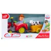 LEAN TOYS Interactive Farmer's Tractor with Trailer, Cow Figure, Lights and Sounds