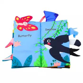 LEAN TOYS Soft Sensory Book Birds Rustling Squeaker Colorful