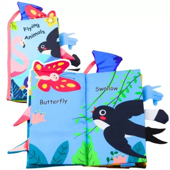 LEAN TOYS Soft Sensory Book Birds Rustling Squeaker Colorful