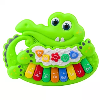 LEAN TOYS Interactive Baby Piano ar gaismām, skaņām un dzīvnieku balsīm - Zaļš