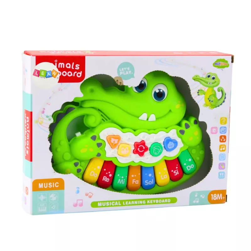 LEAN TOYS Interactive Baby Piano ar gaismām, skaņām un dzīvnieku balsīm - Zaļš