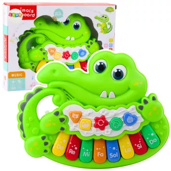 LEAN TOYS Interactive Baby Piano ar gaismām, skaņām un dzīvnieku balsīm - Zaļš