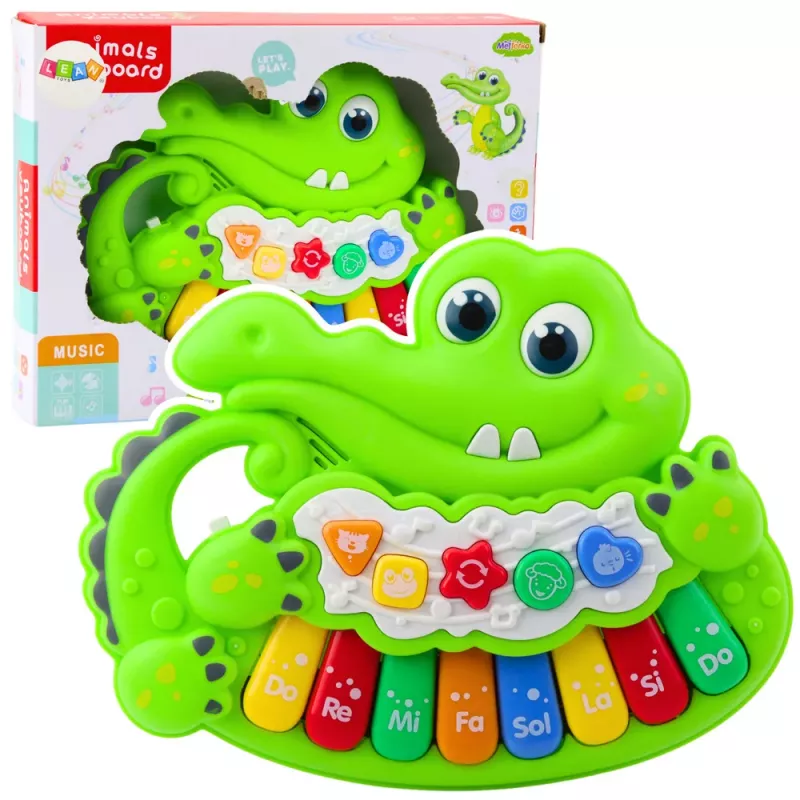LEAN TOYS Interactive Baby Piano ar gaismām, skaņām un dzīvnieku balsīm - Zaļš