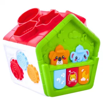 LEAN TOYS Interactive Educational Sorter House for Toddlers Green