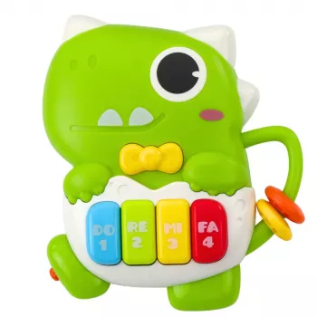 LEAN TOYS Mini Piano maziem bērniem Dinozaurs Zaļš Gaismas un Skaņas