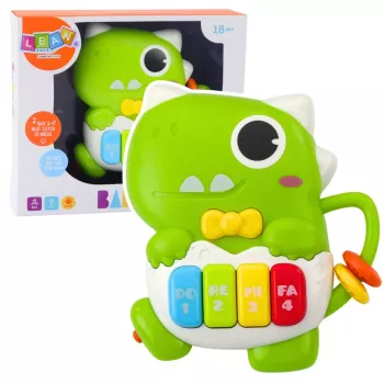 LEAN TOYS Mini Piano maziem bērniem Dinozaurs Zaļš Gaismas un Skaņas