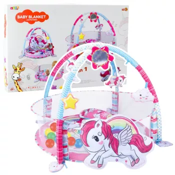 LEAN TOYS Baby Play Mat Ball Pool 3in1 Unicorn Pink