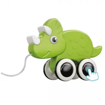 LEAN TOYS Dinosaur Pull String Toy Squeaker Eco Green