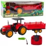LEAN TOYS RC Remote Controlled Farm Tractor With Trailer Red