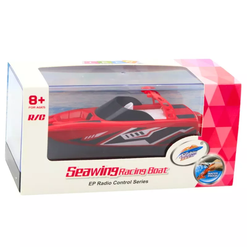 LEAN TOYS Remote Controlled RC Motorboat White and Red 15cm