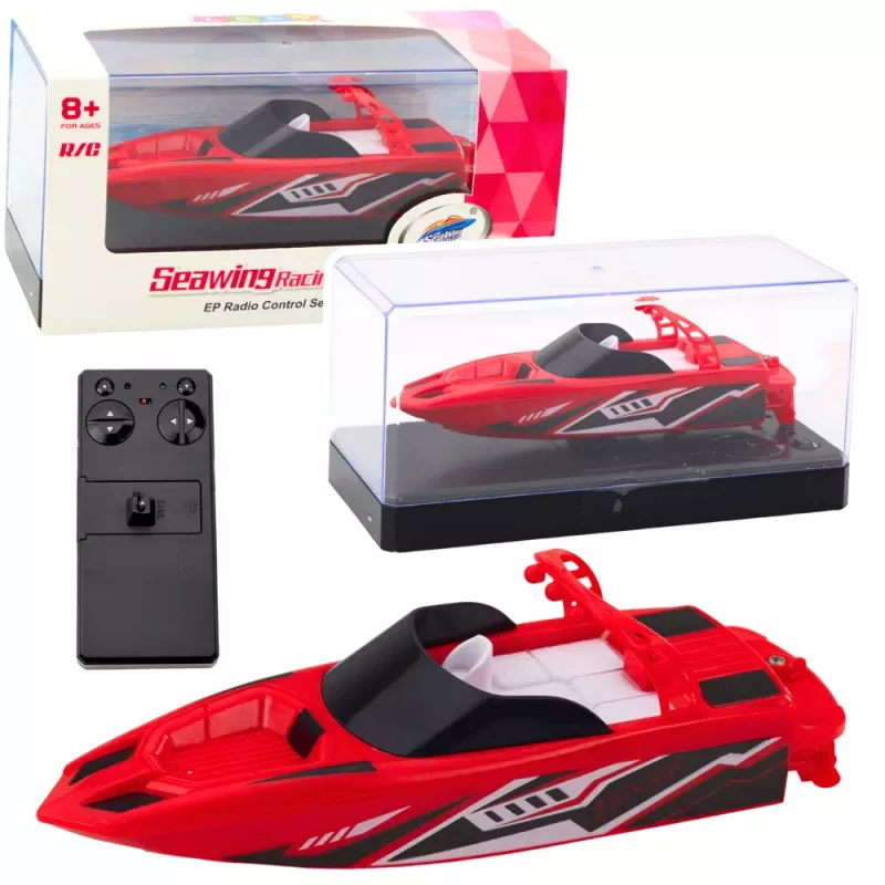 LEAN TOYS Remote Controlled RC Motorboat White and Red 15cm