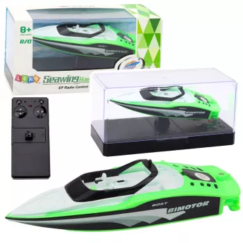 LEAN TOYS Remote Controlled RC Motorboat White-Green 15cm