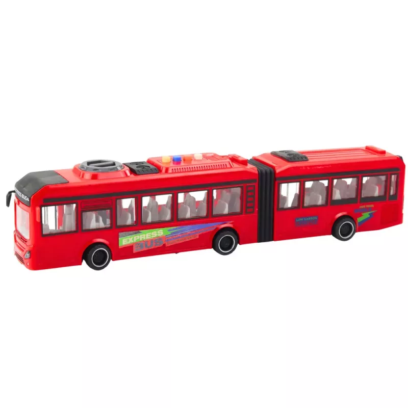 LEAN TOYS Articulated Bus with Opening Doors, Lights and Sounds - Red 1:16