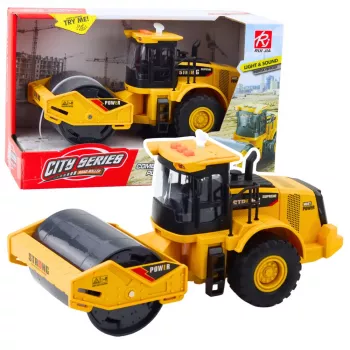 LEAN TOYS Road Roller Rotating Turning Lights Sounds Yellow