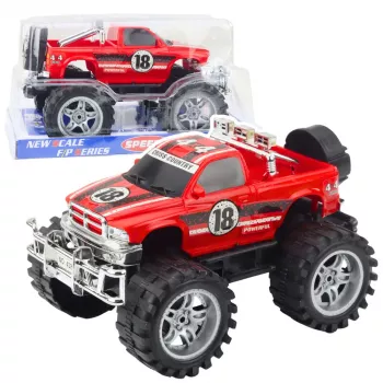 LEAN TOYS Aizmugurējo riteņu piedziņas bezceļu transportlīdzeklis ar lieliem riteņiem, sarkans 27cm