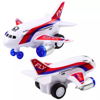 LEAN TOYS Battery Operated Passenger Plane ar gaismām, skaņām un automātisku kustību