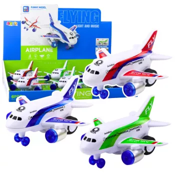 LEAN TOYS Battery Operated Passenger Plane ar gaismām, skaņām un automātisku kustību