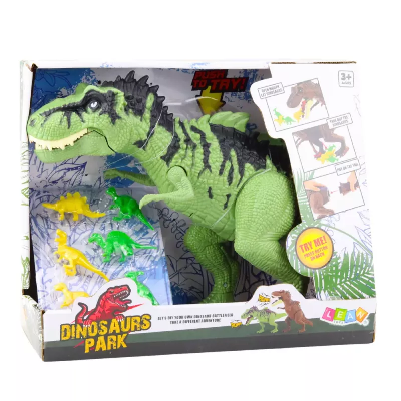 LEAN TOYS Dinosaur Set With Small Figures Moving Sounds Green