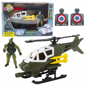 LEAN TOYS Military Set: Military Helicopter, Soldier Figure