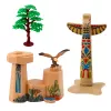 LEAN TOYS Set of Indian Figures Village Indians Kayak Totem